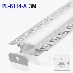 Profil din aluminiu pentru bandă LED incastrat rigips argintiu 3m/set 61*14mm PL-6114-A 3m PANLIGHT