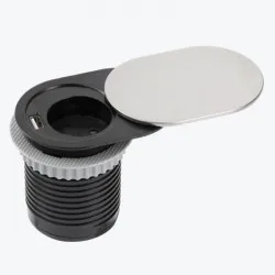 Priză încorporată 1loc cu împământare 60mm USB argintie GTV SLIDE AE-BPW1S1UCH-51