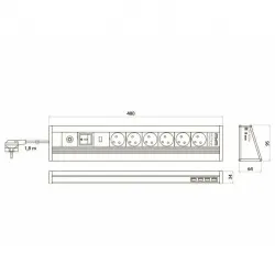 Удлинитель настольный 6 розеток серебристый черный 6хUSB GTV MULTI AE-PBMUL6S6U-53