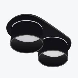 Spot incorporat 2xGU10 rotund negru 174x92x58mm IP20 PL-234262B