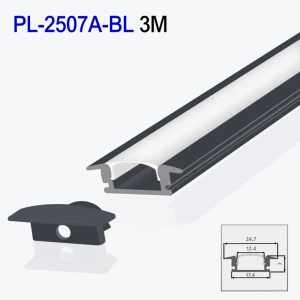 Profil din aluminiu pentru bandă LED interior negru 3m/set 24.7*7mm PL-2507A-BL 3m PANLIGHT