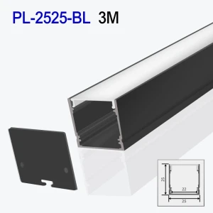 Profil din aluminiu pentru bandă LED exterior negru 3m/set 25*25mm PL-2525-BL 3m PANLIGHT