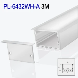 Profil din aluminiu pentru bandă LED interior alb 3m/set 64*32mm PL-6432WH-A 3m PANLIGHT