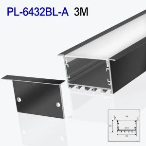 Profil din aluminiu pentru bandă LED interior negru 3m/set 64*32mm PL-6432BL-A 3m PANLIGHT